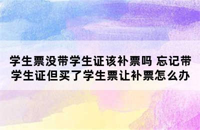 学生票没带学生证该补票吗 忘记带学生证但买了学生票让补票怎么办